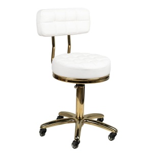 TABORET KOSMETYCZNY GOLD AM-961 BIAŁY