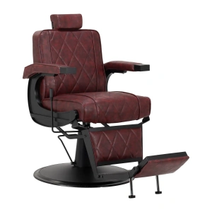 Hair System fotel barberski BM88066B bordowy czarna rama