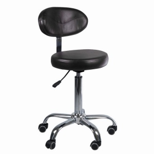 Taboret kosmetyczny z oparciem Czarny